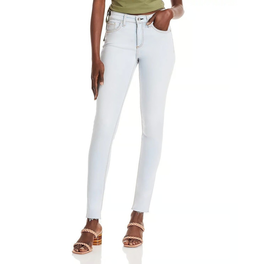 Rag & Bone Mid Rise Ankle Skinny Jeans Womens 25 Light Wash Raw Hem Above Hip